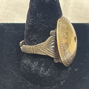 Antique Watch Face Adjustable Ring Steampunk Gold Tone Statement Jewelry